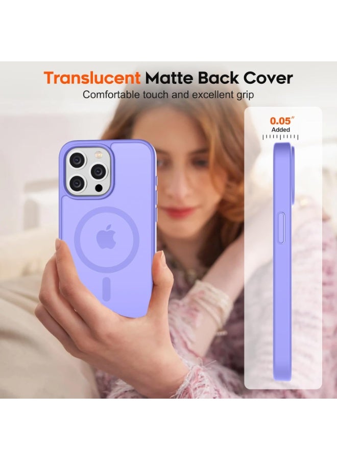 أكاليكس جراب مغناطيسي لهاتف آيفون 15 برو ماكس [مقاوم للصدمات ونحيف] غطاء خلفي صلب شفاف غير لامع مع حماية عالية الجودة | بنفسجي فاتح - Image 5